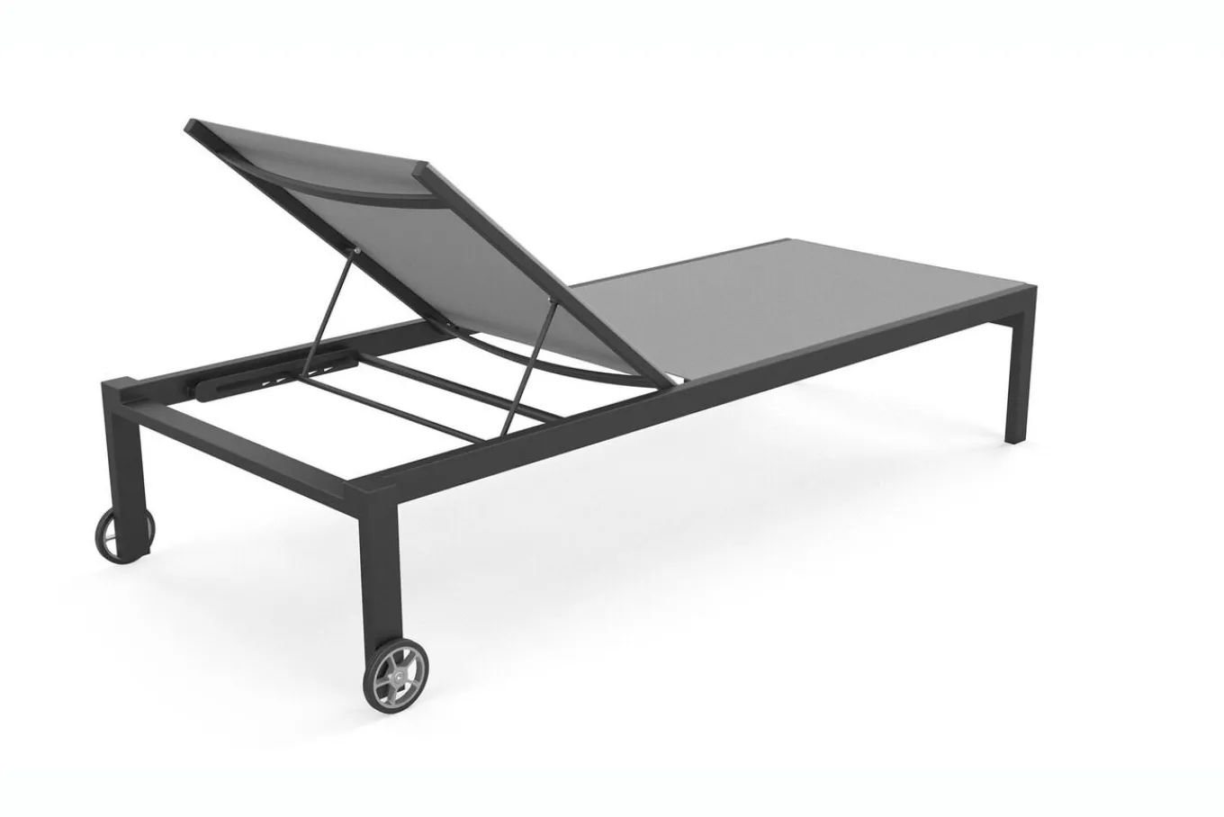 Discount 2er-Set Gartenliege, grau/schwarz, Alu/Textilene, 190 x 80 cm, rollbar, verstellbare Rückenlehne Gartenliegen|Aluminium-Gartenmöbel