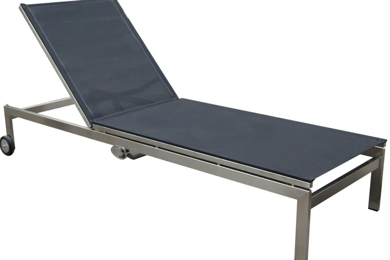Best 2er-Set Rollliege, schwarz, Edelstahl/Teak, 212x71x36cm, mit Beistelltisch 45x45cm, FSC®-zertifiziertes Produkt Gartenliegen
