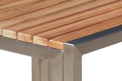 New 2er-Set Rollliege, silber, Edelstahl/Teak, 212x71x36 cm, mit Beistelltisch 45x45cm, FSC®-zertifiziertes Produkt Edelstahl-Gartenmöbel|Gartenliegen