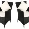 Best 2er Set Sessel, schwarz, Polyrattan inkl. Kissen und Polster Polyrattan-Gartenmöbel|Gartenstühle & Gartensessel
