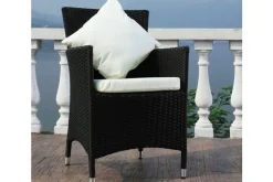Best 2er Set Sessel, schwarz, Polyrattan inkl. Kissen und Polster Polyrattan-Gartenmöbel|Gartenstühle & Gartensessel