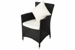 Best 2er Set Sessel, schwarz, Polyrattan inkl. Kissen und Polster Polyrattan-Gartenmöbel|Gartenstühle & Gartensessel