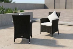 Best 2er Set Sessel, schwarz, Polyrattan inkl. Kissen und Polster Polyrattan-Gartenmöbel|Gartenstühle & Gartensessel