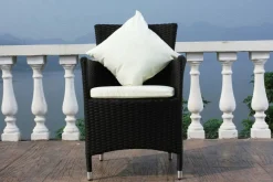 Best 2er Set Sessel, schwarz, Polyrattan inkl. Kissen und Polster Polyrattan-Gartenmöbel|Gartenstühle & Gartensessel