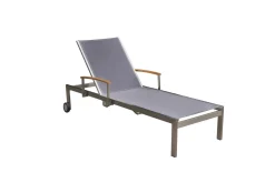 Best 2er-Set Sonnenliegen, taupe, Edelstahl/Textilene, 195 x 74 cm, mit Beistelltisch 45 x 45 cm, FSC®-zertifiziertes Produkt Gartenliegen