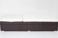 Best 2er-Set Sonnenliegen, braun marmoriert, Polyrattan, je 200x70x45cm, mit Beistelltisch Polyrattan-Gartenmöbel|Gartenliegen