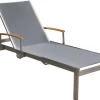 Outlet 2er-Set Sonnenliegen, silber, Edelstahl/Teak, 195,5x74x35cm, mit Beistelltisch 45x45cm, Teak Armlehnen, FSC®-zertifiziertes Produkt Edelstahl-Gartenmöbel|Gartenliegen