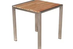 Outlet 2er-Set Sonnenliegen, silber, Edelstahl/Teak, 195,5x74x35cm, mit Beistelltisch 45x45cm, Teak Armlehnen, FSC®-zertifiziertes Produkt Edelstahl-Gartenmöbel|Gartenliegen
