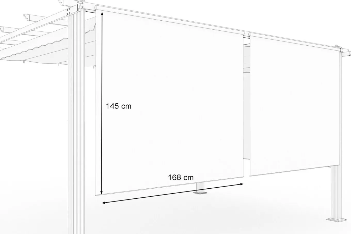Online 2er Vorhangset, anthrazit, Polyester, 170 x 150 cm, witterungs- & UV-beständig, passend für Pergola 3x4 m/4x4 m Pergola|Gartenmöbel-Zubehör & Ersatzteile