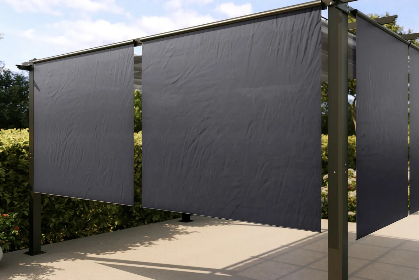 Online 2er Vorhangset, anthrazit, Polyester, 170 x 150 cm, witterungs- & UV-beständig, passend für Pergola 3x4 m/4x4 m Pergola|Gartenmöbel-Zubehör & Ersatzteile