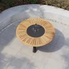 Outlet Esstisch, anthrazit matt, Alu/Teak, Ø150x75 cm, mit Glasinlay Gartentische