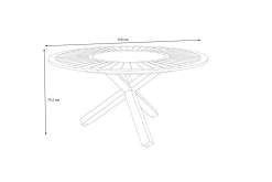 Outlet Esstisch, anthrazit matt, Alu/Teak, Ø150x75 cm, mit Glasinlay Gartentische