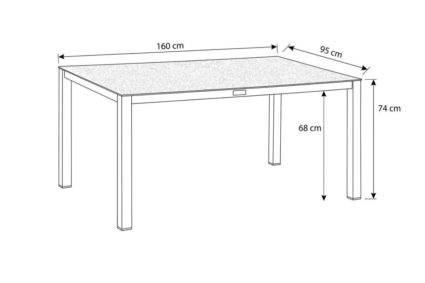 Best Esstisch, anthrazit, Alu/Spraystone, 160x95 cm Gartentische