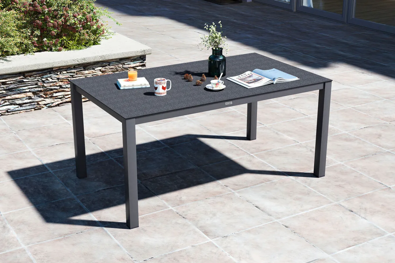 Best Esstisch, anthrazit, Alu/Spraystone, 160x95 cm Gartentische