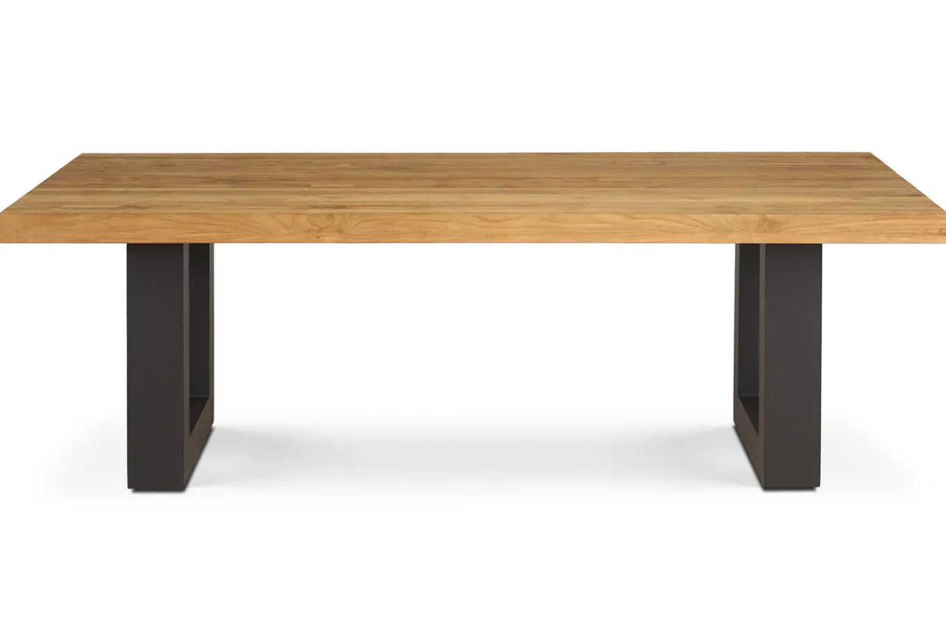 Outlet Esstisch, anthrazit/natur, Alu/recyceltes Teak, 220 x 100 cm, rustikal gebürstet, FSC®-zertifiziertes Produkt Gartentische