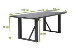 Online Esstisch, anthrazit, Aluminium, Glaskeramik, 200x90 cm Gartentische