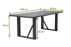 Online Esstisch, anthrazit, Aluminium, Glaskeramik, 200x90 cm Gartentische