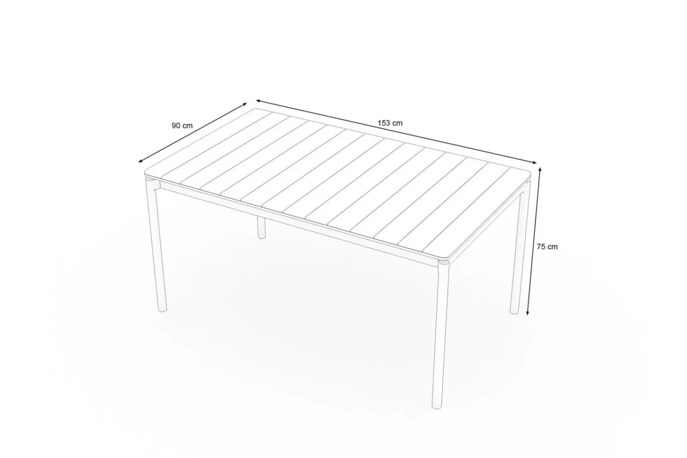 Sale Esstisch, Anthrazit-Matt/Natur, Aluminium/Holzimitat, 153 x 90 cm, beschichtet, pflegeleicht Gartentische|Aluminium-Gartenmöbel
