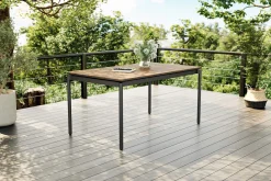 Sale Esstisch, Anthrazit-Matt/Natur, Aluminium/Holzimitat, 153 x 90 cm, beschichtet, pflegeleicht Gartentische|Aluminium-Gartenmöbel