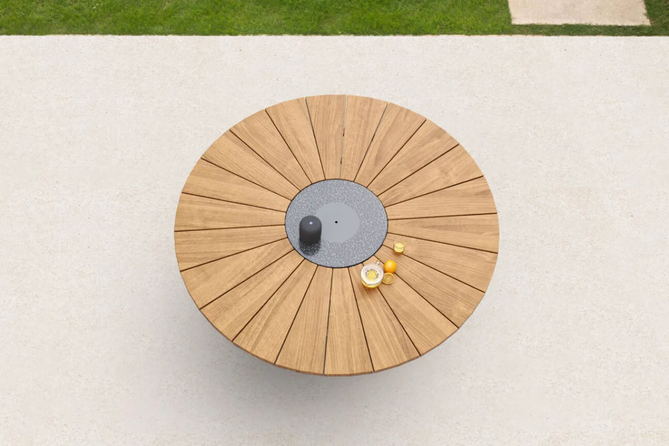 Best Esstisch, Edelstahl/Teakholz, Ø 170cm, inkl. drehbarer Granitplatte und Eiskühler, FSC®-zertifiziertes Produkt Gartentische