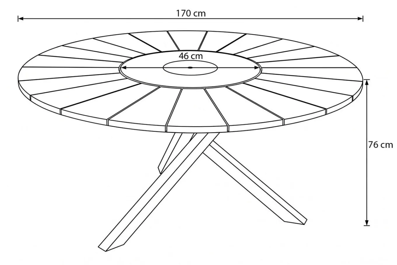 Best Esstisch, Edelstahl/Teakholz, Ø 170cm, inkl. drehbarer Granitplatte und Eiskühler, FSC®-zertifiziertes Produkt Gartentische