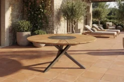Best Esstisch, Edelstahl/Teakholz, Ø 170cm, inkl. drehbarer Granitplatte und Eiskühler, FSC®-zertifiziertes Produkt Gartentische