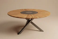 Best Esstisch, Edelstahl/Teakholz, Ø 170cm, inkl. drehbarer Granitplatte und Eiskühler, FSC®-zertifiziertes Produkt Gartentische