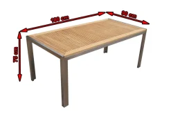 Esstisch, Edelstahl/Teakholz, 180x90cm Gartentische|Edelstahl-Gartenmöbel