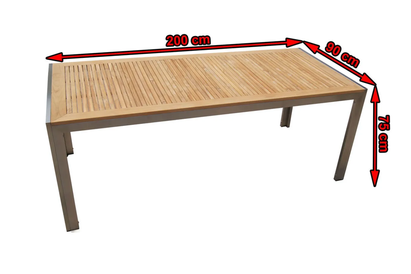 Outlet Esstisch, Edelstahl/Teakholz, 200x90cm Gartentische