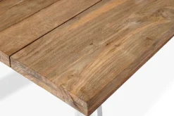 Online Esstisch, Edelstahl/recyceltes Teak, 220x100cm, A-Gestell, rustikal gebürstet, FSC®-zertifiziertes Produkt Gartentische