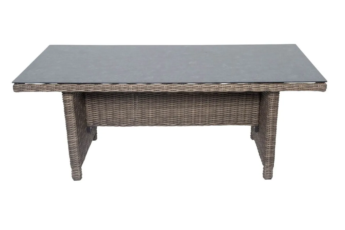New Esstisch, grau, Polyrattan, 200 x 95 cm, Tischplatte Spraystone, 6mm, aufliegend Gartentische|Polyrattan-Gartenmöbel