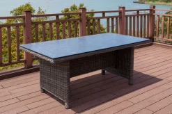 New Esstisch, grau, Polyrattan, 200 x 95 cm, Tischplatte Spraystone, 6mm, aufliegend Gartentische|Polyrattan-Gartenmöbel