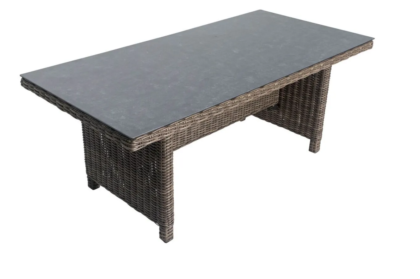 New Esstisch, grau, Polyrattan, 200 x 95 cm, Tischplatte Spraystone, 6mm, aufliegend Gartentische|Polyrattan-Gartenmöbel