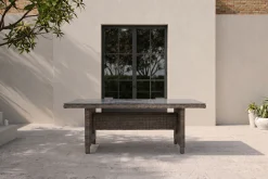 New Esstisch, grau, Polyrattan, 200 x 95 cm, Tischplatte Spraystone, 6mm, aufliegend Gartentische|Polyrattan-Gartenmöbel