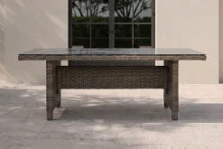 New Esstisch, grau, Polyrattan, 200 x 95 cm, Tischplatte Spraystone, 6mm, aufliegend Gartentische|Polyrattan-Gartenmöbel
