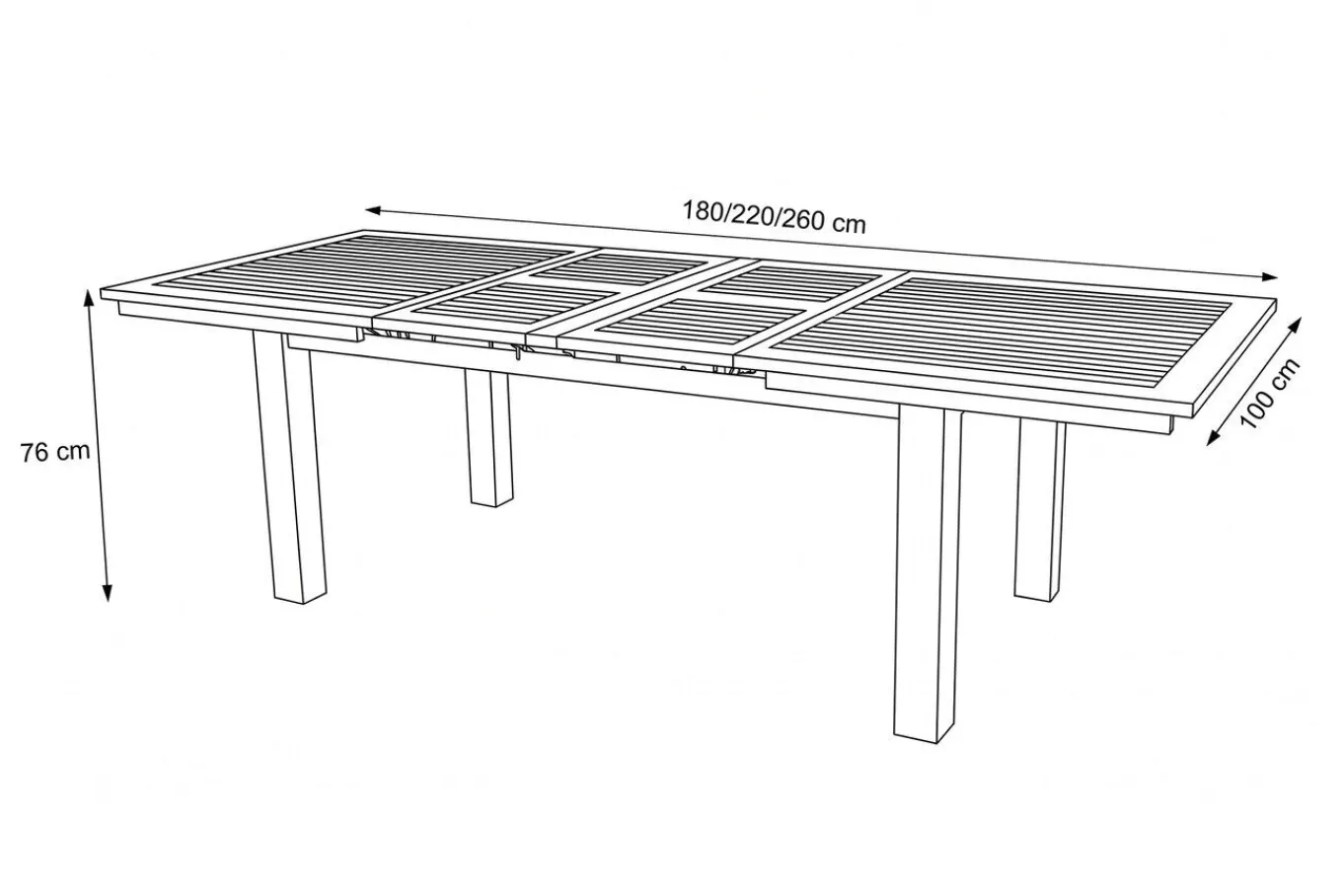 Outlet Esstisch, natur, Akazie, 180/220/260x100cm, zweifacher Synchronauszug, geölt, FSC®-zertifiziertes Produkt Gartentische
