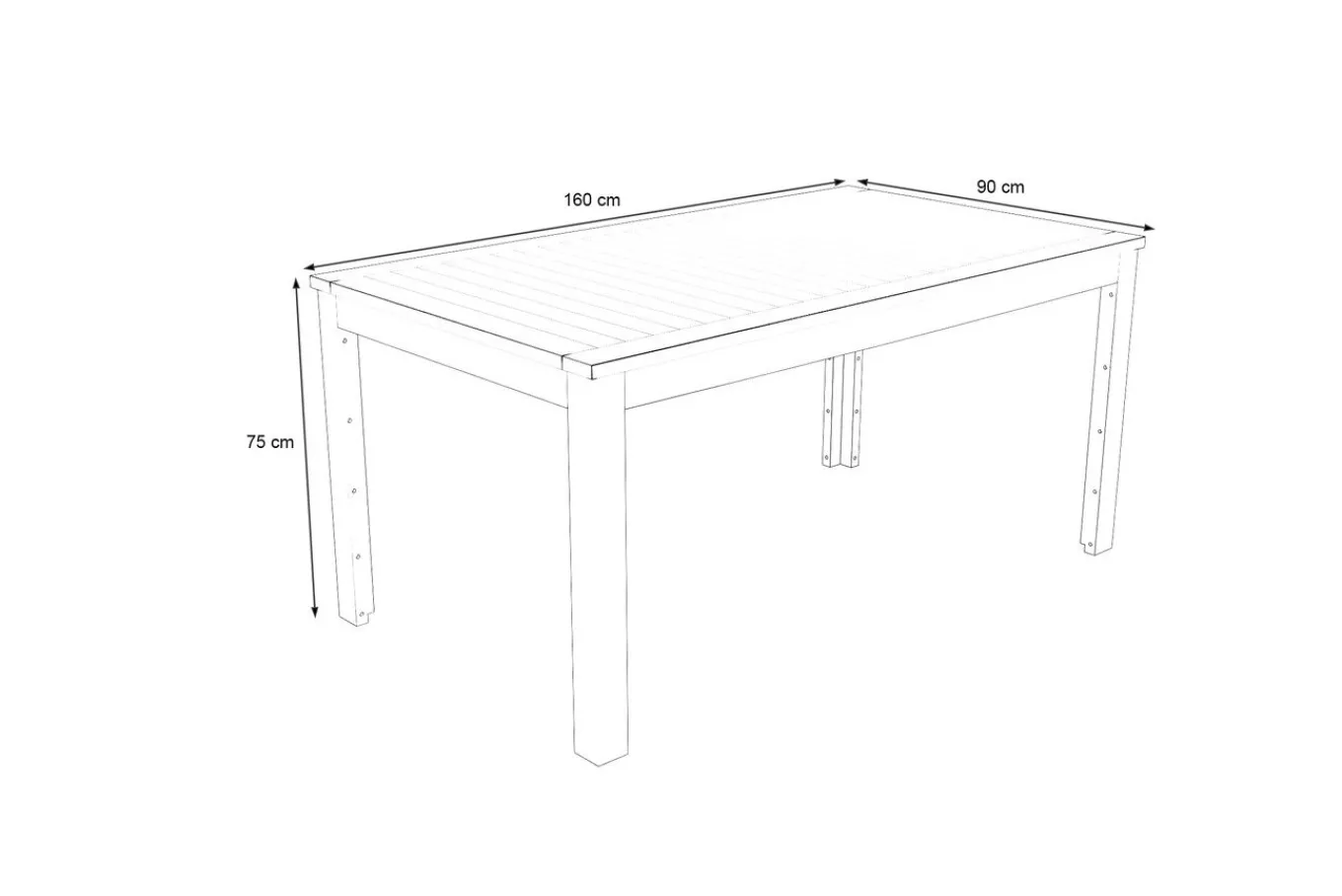 New Esstisch, natur, Akazie, 160 x 90 cm, FSC®-zertifiziertes Produkt Gartentische