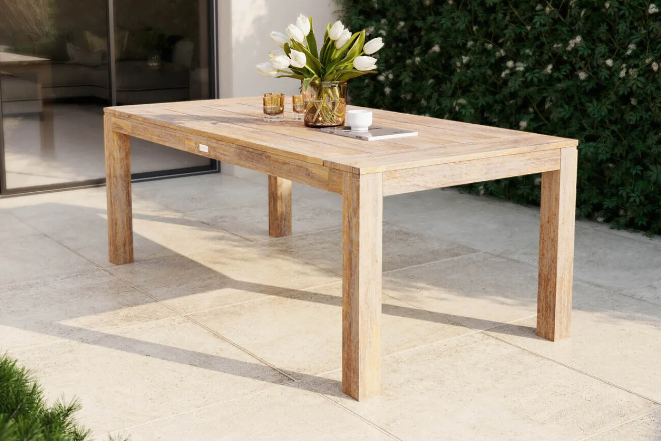 Clearance Esstisch, natur, Akazie, 200 x 100 cm, Teak-Optik, FSC®-zertifiziertes Produkt Gartentische
