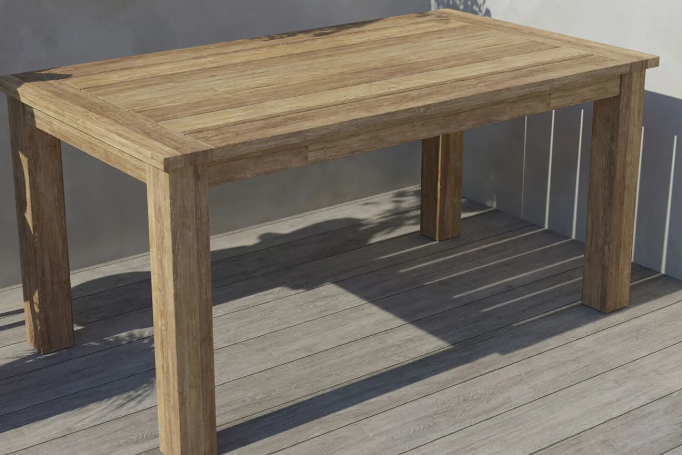 New Esstisch, natur, recyceltes SLVK-Teakholz, Plattenstärke 30 mm, 160 x 90 x 77 cm Gartentische