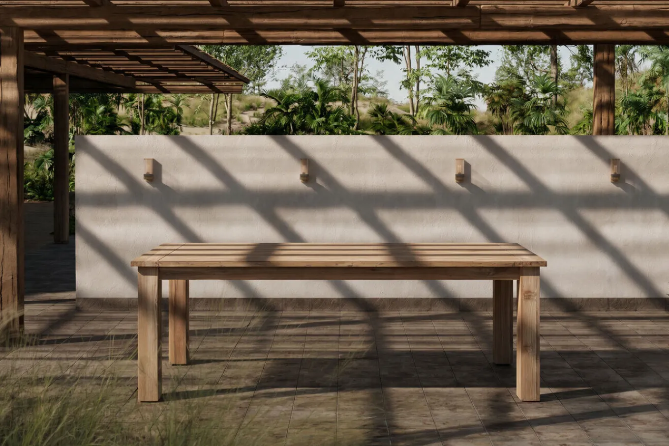 New Esstisch, natur, recyceltes SLVK-Teakholz, Plattenstärke 30 mm, 160 x 90 x 77 cm Gartentische