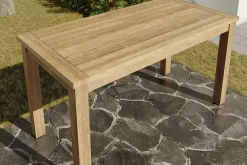 Outlet Esstisch, natur, recyceltes SLVK-Teakholz, Plattenstärke 30 mm, 200 x 100 x 77 cm Gartentische|Teak-Gartenmöbel
