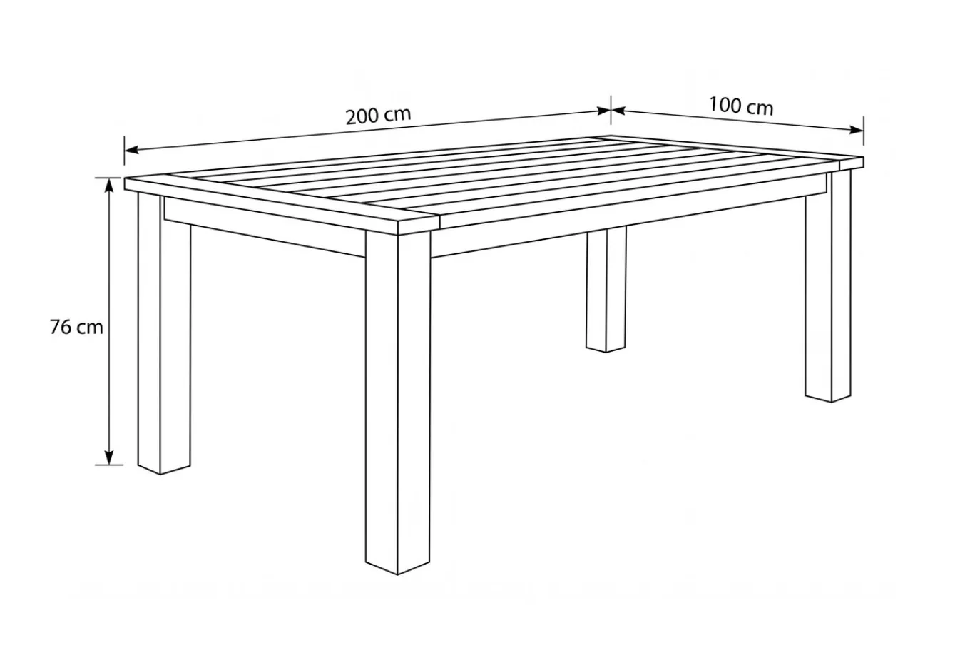 Outlet Esstisch, natur, recyceltes SLVK-Teakholz, Plattenstärke 30 mm, 200 x 100 x 77 cm Gartentische|Teak-Gartenmöbel
