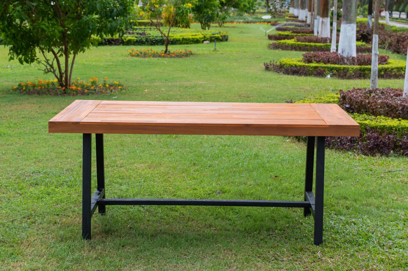 Clearance Esstisch, natur/schwarz, Akazie, 172,5 x 90 cm, FSC®-zertifiziertes Produkt Gartentische