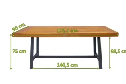 Clearance Esstisch, natur/schwarz, Akazie, 172,5 x 90 cm, FSC®-zertifiziertes Produkt Gartentische