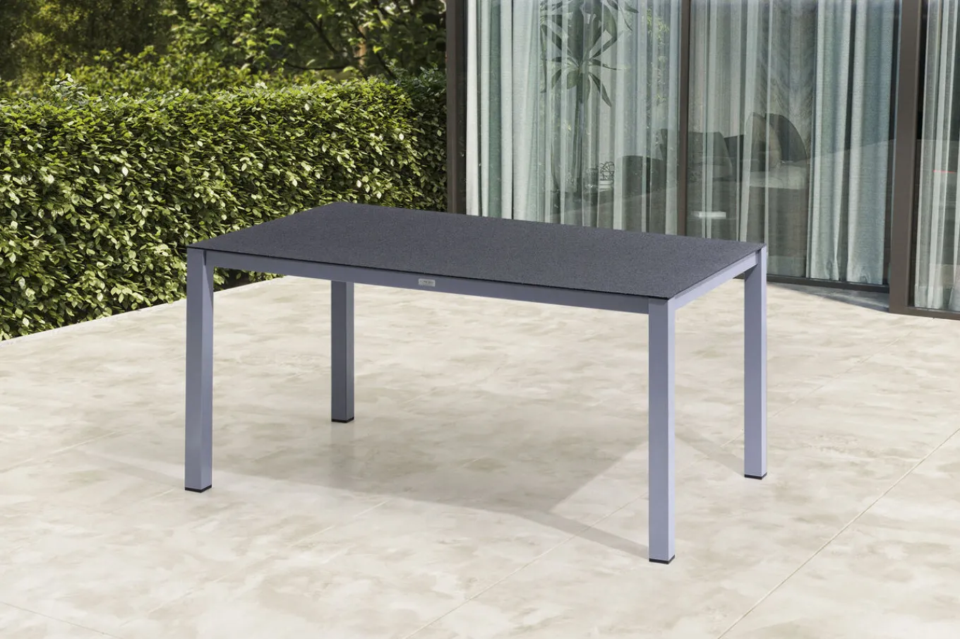 Clearance Esstisch, silber/anthrazit, Aluminium/Spraystone, 160x95 cm Gartentische
