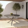 Online Esstisch, silber/grau, Edelstahl/Glaskeramik, ca. Ø150cm Gartentische
