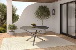 Online Esstisch, silber/grau, Edelstahl/Glaskeramik, ca. Ø150cm Gartentische