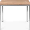 Online Esstisch, silber/natur, Edelstahl/ recyceltes Teak, 90x90cm, rustikal gebürstet, FSC®-zertifiziertes Produkt Gartentische
