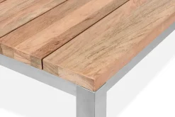 Best Esstisch, silber/natur, Edelstahl/ recyceltes Teak, 200x100cm, rustikal gebürstet Gartentische|Edelstahl-Gartenmöbel