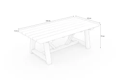 Clearance Esstisch XXL, natur, recyceltes Teak, 220x110cm, rustikal gebürstet, Tischplattenstärke 4cm, FSC®-zertifiziertes Produkt Gartentische